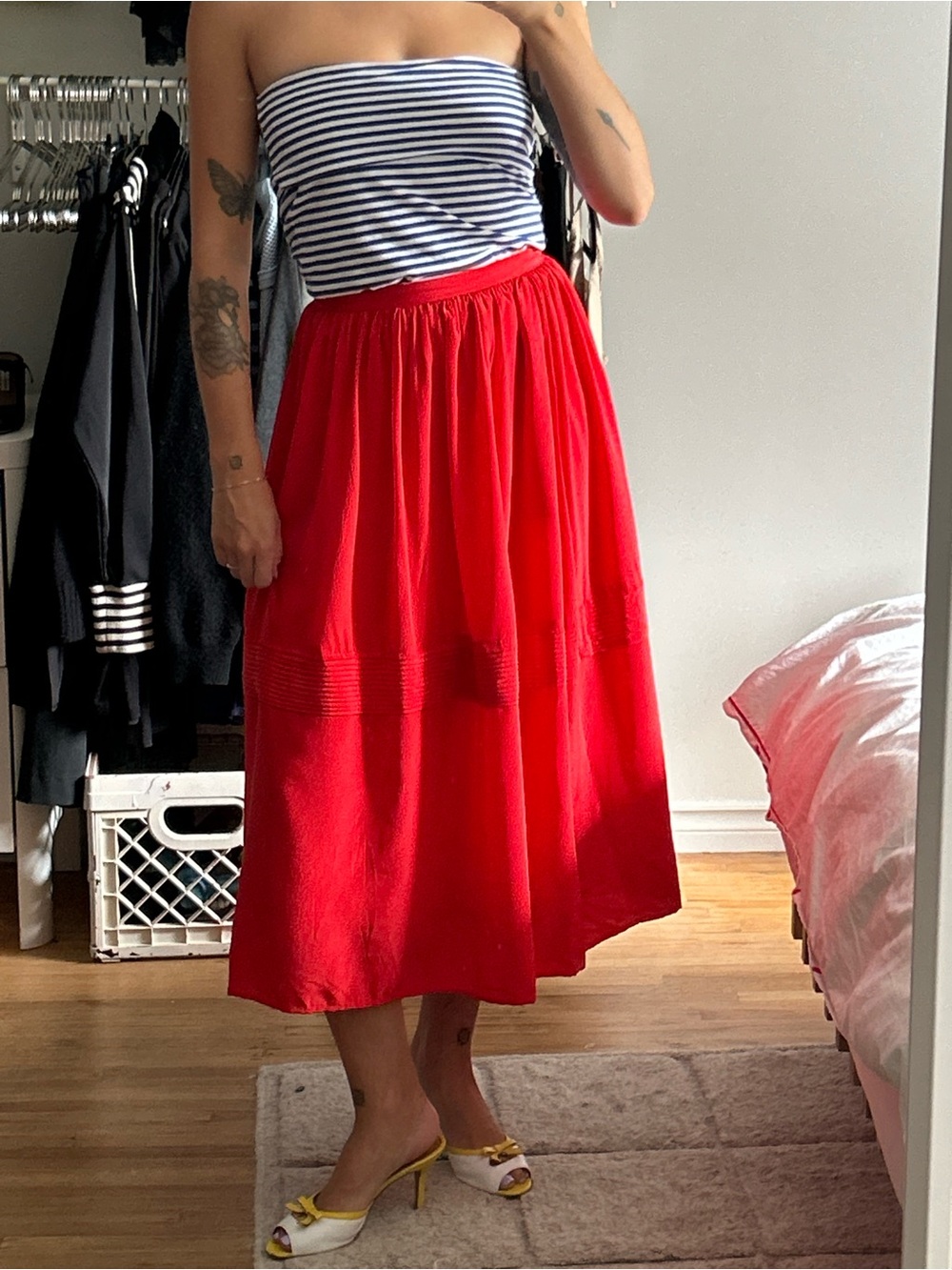 VINTAGE lord and taylor silk red skirt
